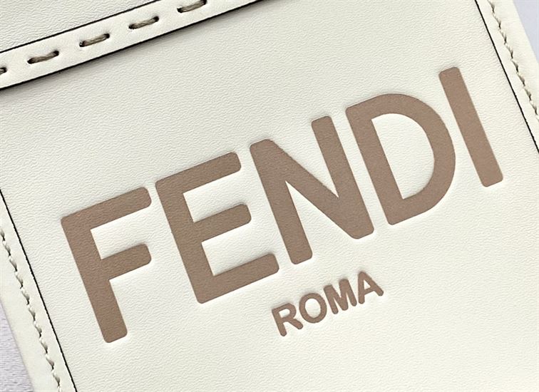 FENDI MINI SUNSHINE SHOPPER WHITE LEATHER MINI BAG – F012