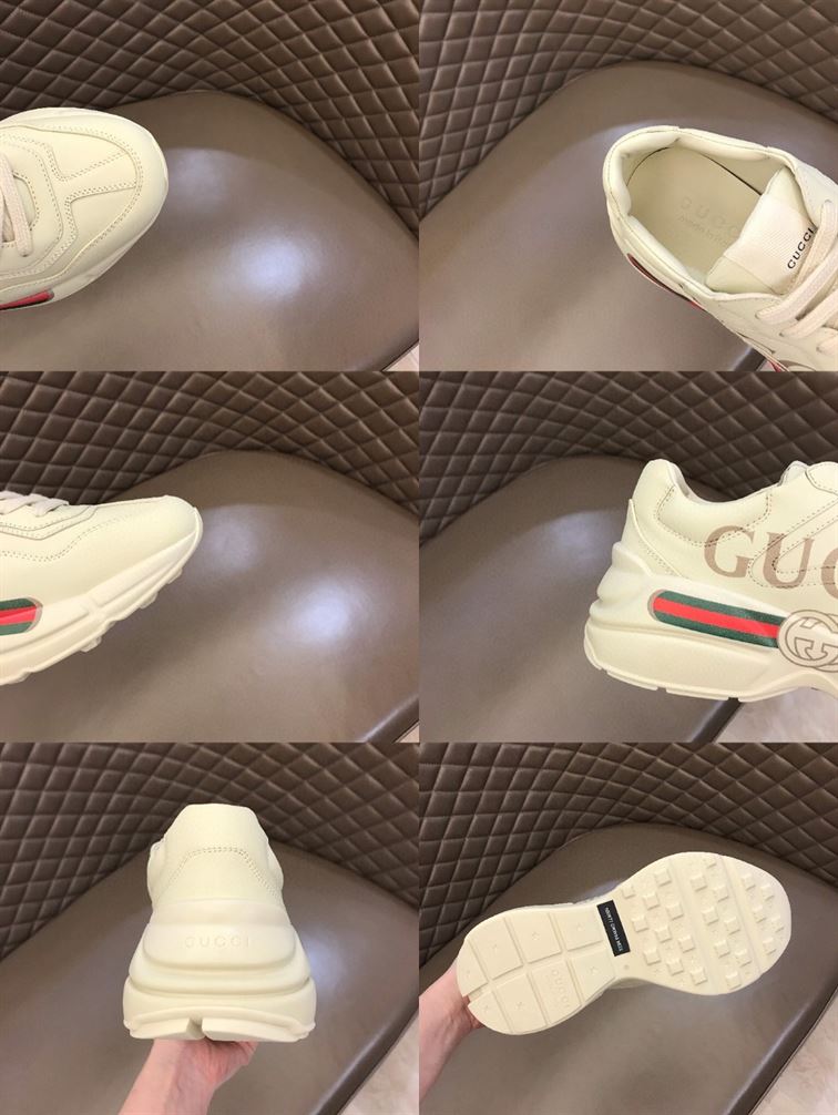 GUCCI WOMEN’S RHYTON GUCCI LOGO LEATHER SNEAKER – GCC008