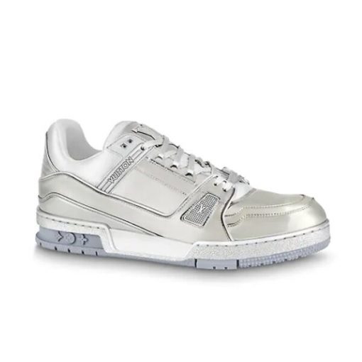 LOUIS VUITTON TRAINER SNEAKERS IN SILVER METALLIC CANVAS – LVS035