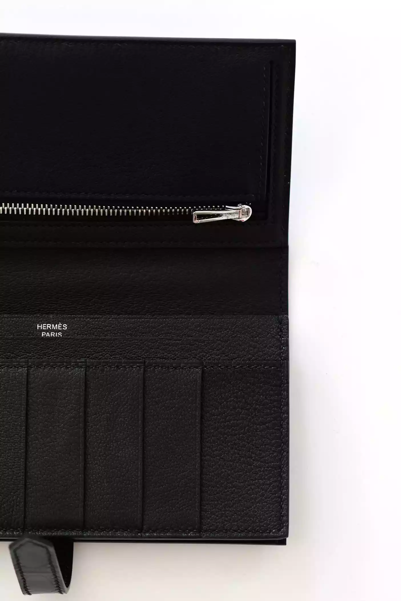 Hermes Bearn Long Wallet in Black Shiny Alligator Leather – HW165