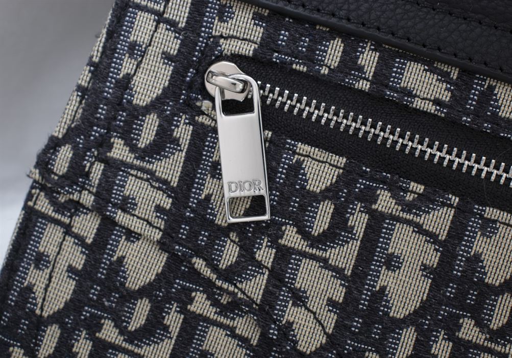 SADDLE POUCH BEIGE AND BLACK OBLIQUE JACQUARD – DIO014