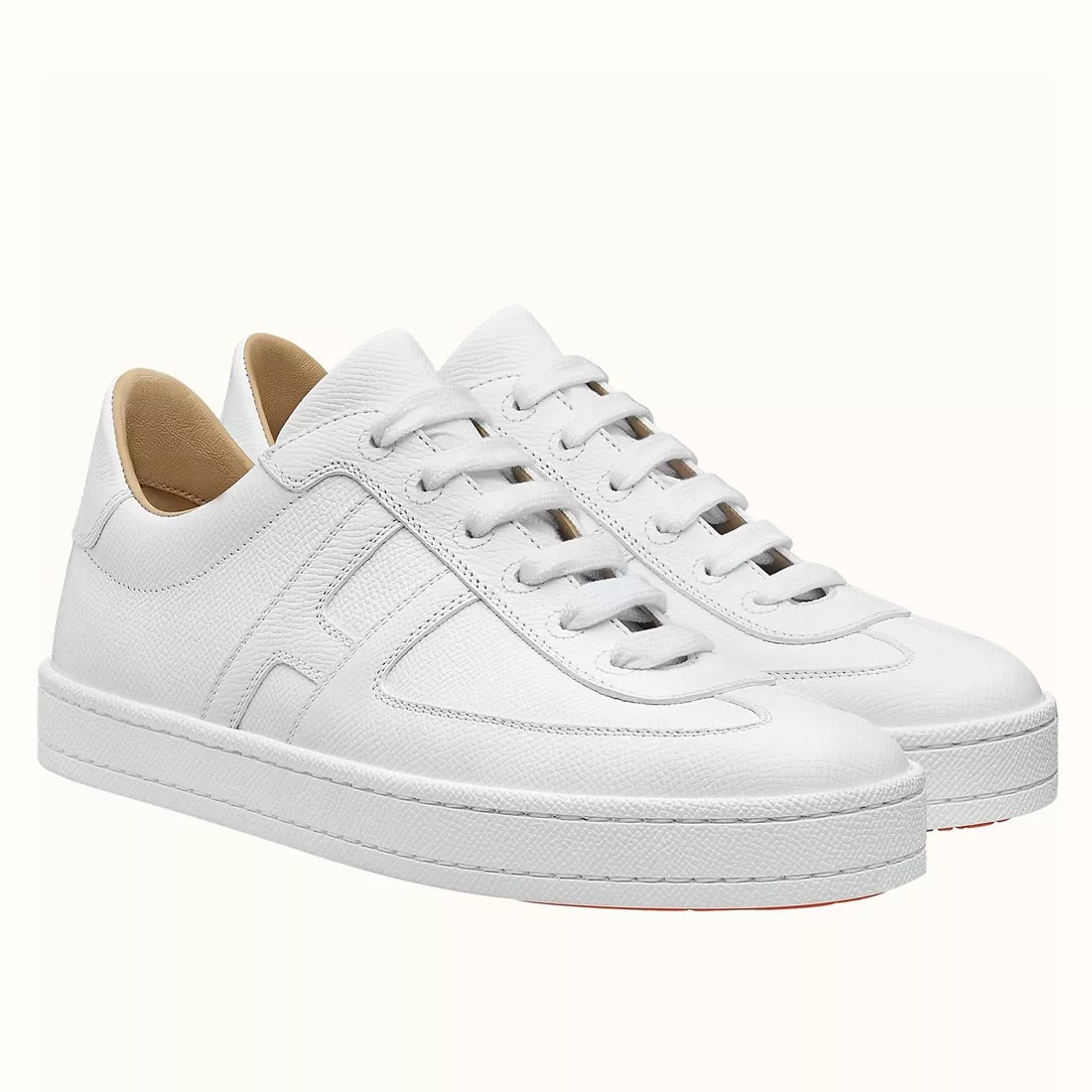 Hermes Boomerang Sneakers In White Epsom Leather – HM055