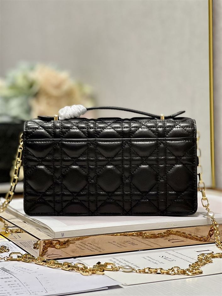 DIOR MISS DIOR MINI BAG BLACK CANNAGE LAMBSKIN – DOB053
