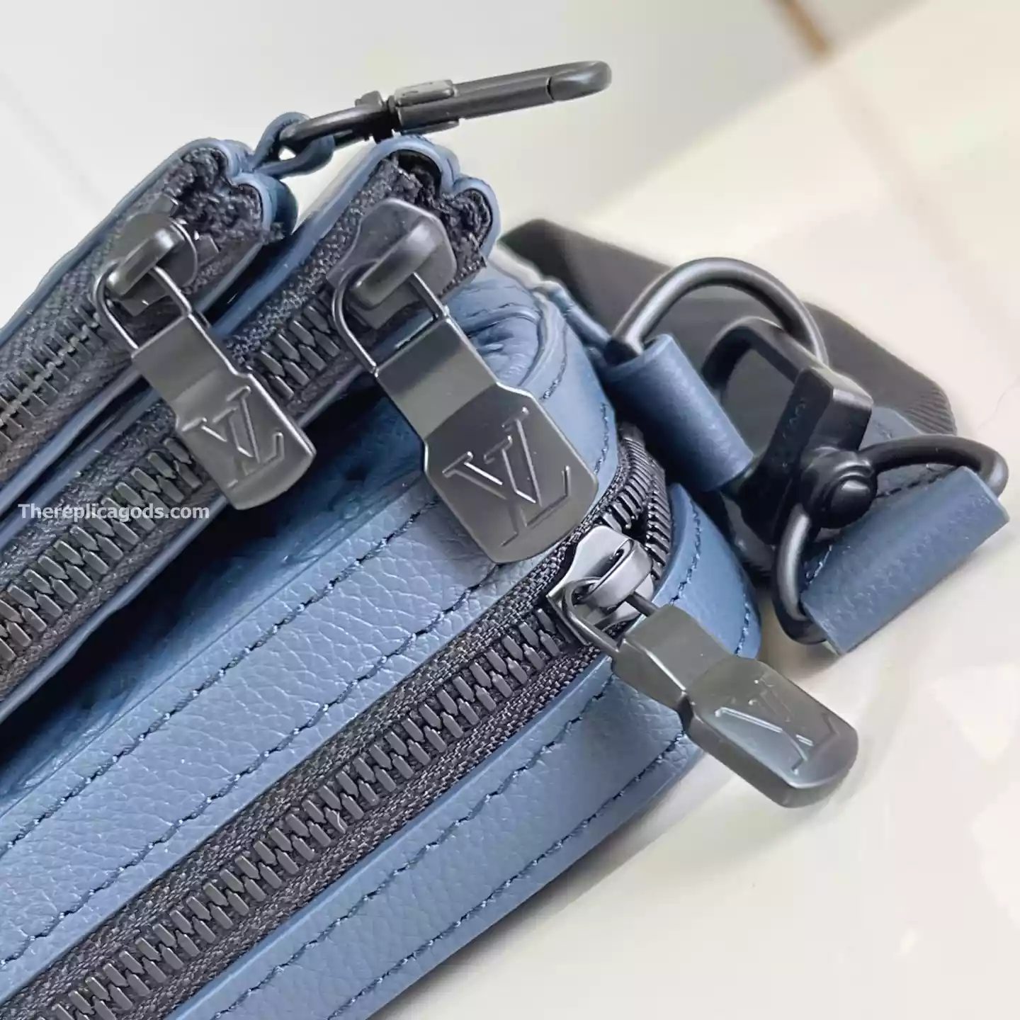 TRIO MESSENGER BAG NAVY BLUE MONOGRAM SHADOW – LW312