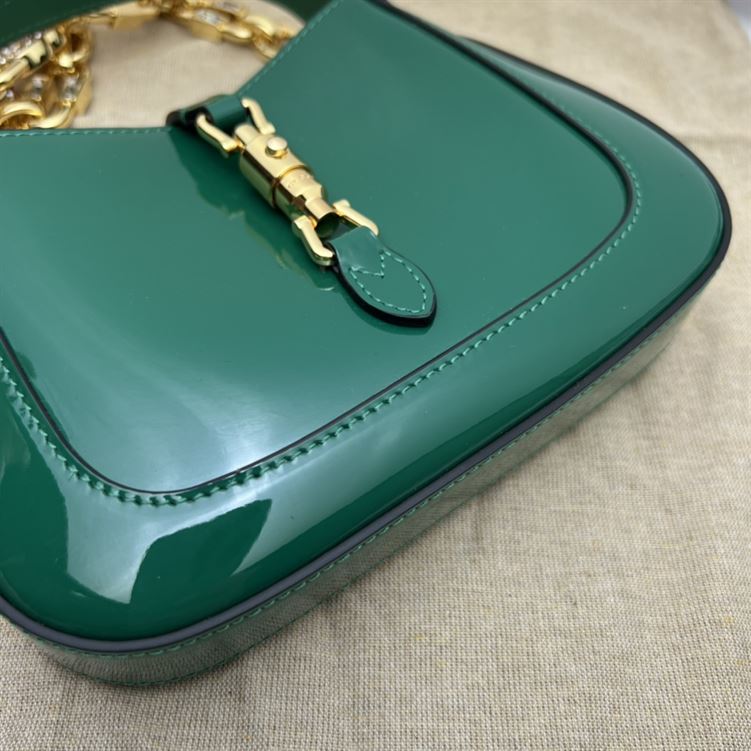 GUCCI JACKIE 1961 MINI SHOULDER BAG WITH GREEN PATENT LEATHER – GB76