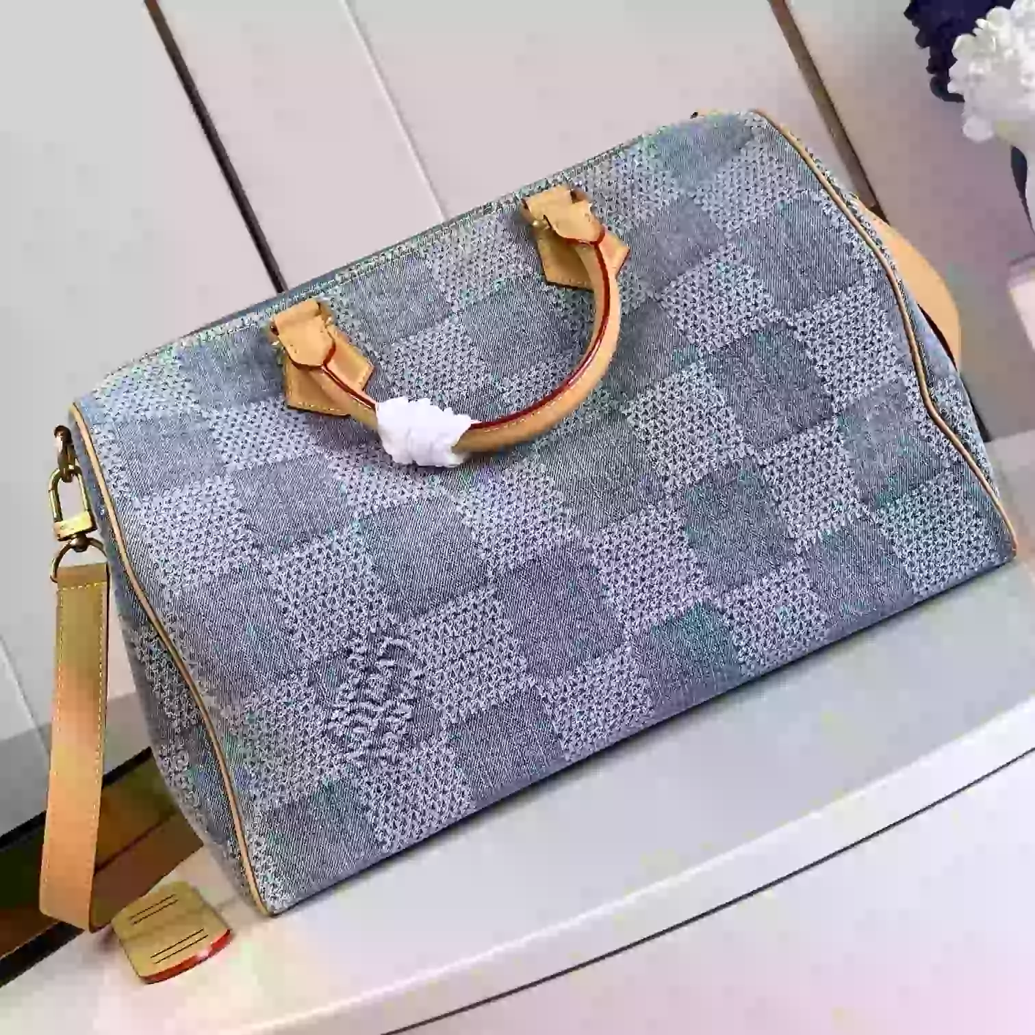 SPEEDY 40 BANDOULIERE BLUE DAMIER DENIM 3D N40701- LW377