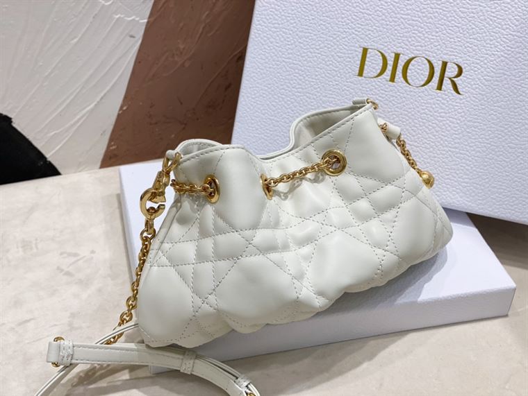 DIOR SMALL DIOR AMMI BAG WHITE SUPPLE MACROCANNAGE LAMBSKIN – DOB049