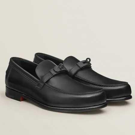 Hermes Men’s Destin Loafers In Black Calfskin – HM047