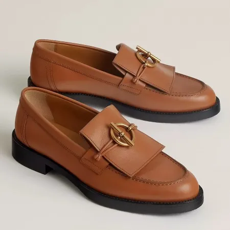 Hermes Women’s Impact Loafers in Brown Leather – HM067