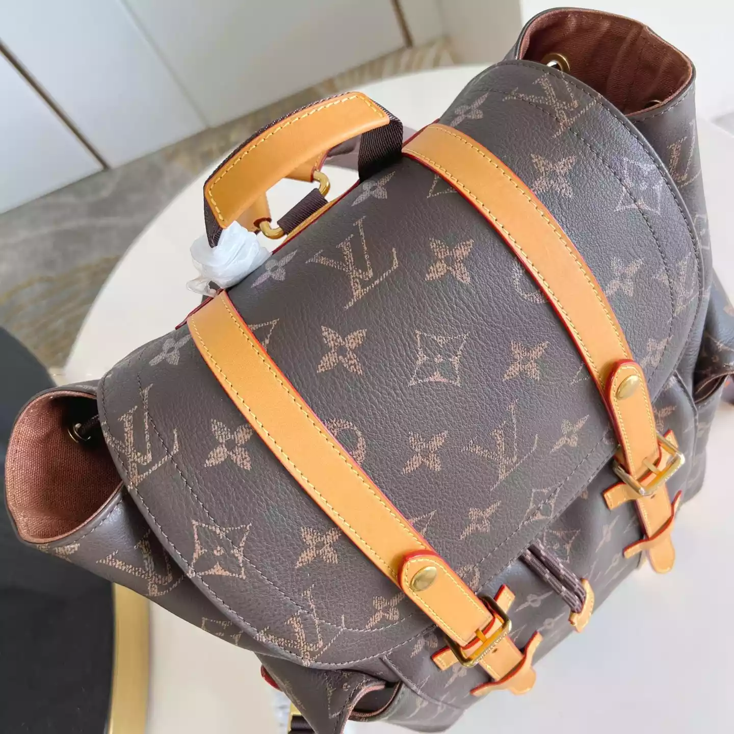 CHRISTOPHER MM BACKPACK BROWN MONOGRAM CALF LEATHER M14038 – LW338