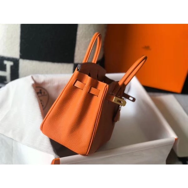 Hermes Birkin 25cm Bag In Orange Clemence Leather GHW – HW007