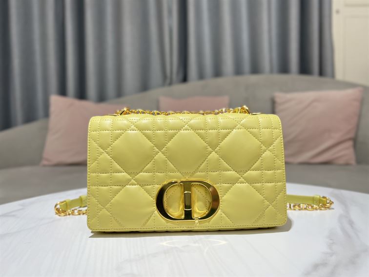 DIOR MEDIUM DIOR CARO BAG YELLOW QUILTED MACROCANNAGE CALFSKIN – DOB067