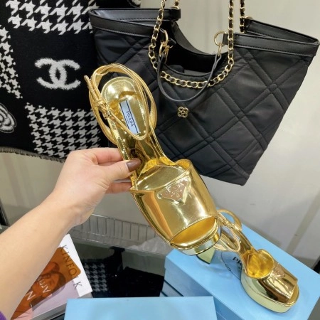 PRADA PLATFORM SANDALS 135MM IN GOLD METALLIC LEATHER – PSD057