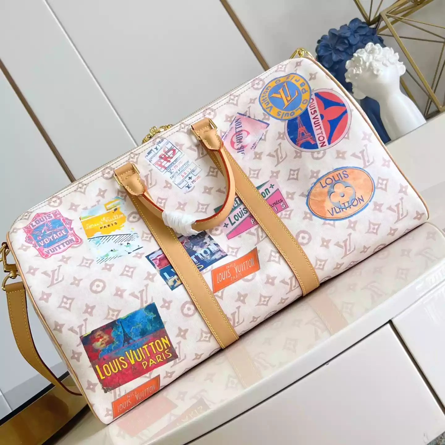 KEEPALL BANDOULIERE 45 MONOGRAM DUNE CANVAS – LW309