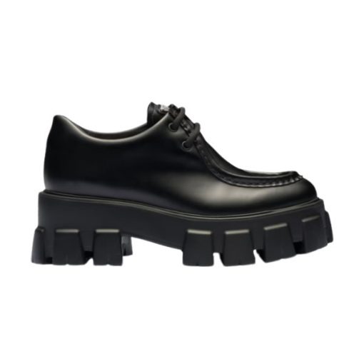 PRADA MONOLITH BRUSHED LEATHER LACE-UP SHOES – PRS059