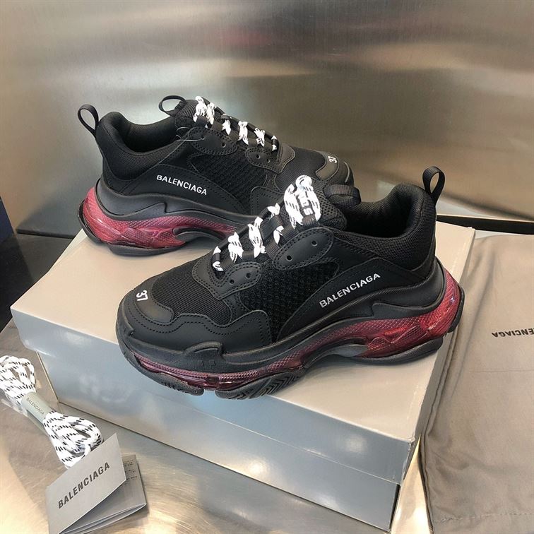 BALENCIAGA TRIPLE S BLACK RED CLEAR SOLE – BLA012