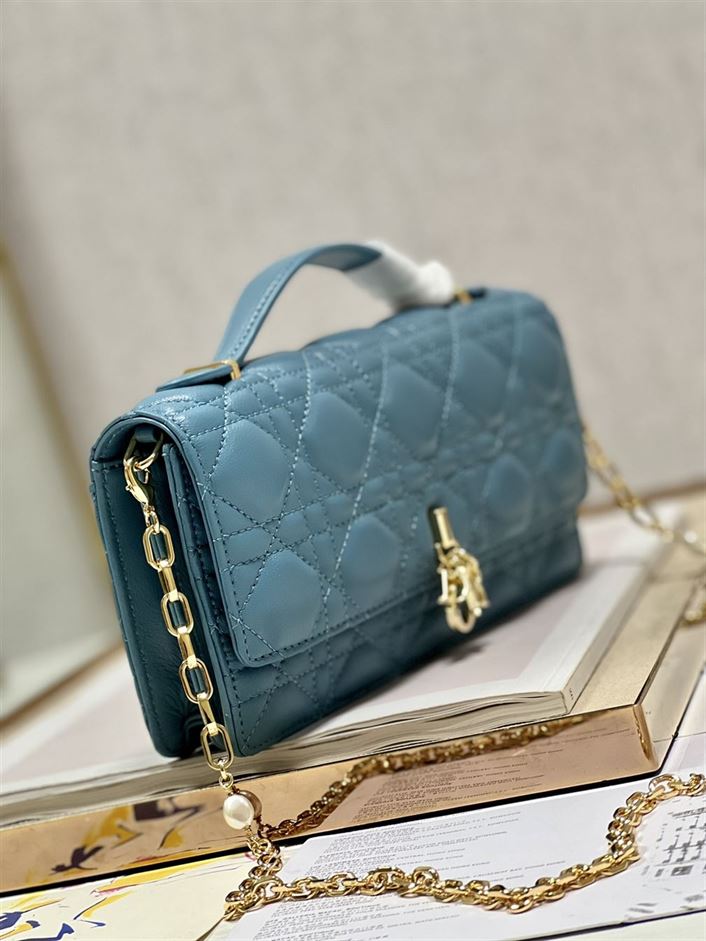 DIOR MISS DIOR MINI BAG BLUE CANNAGE LAMBSKIN – DOB051
