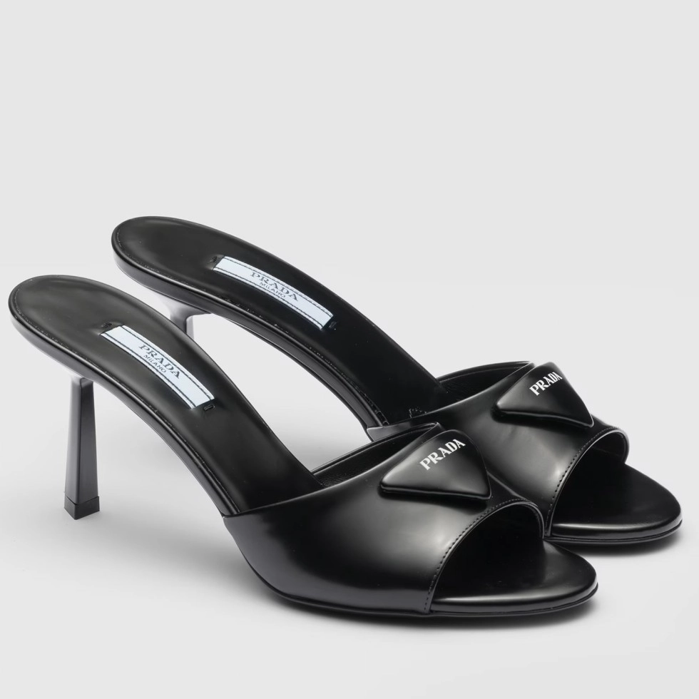 PRADA HEELED SANDALS 75MM IN BLACK BRUSHED LEATHER – PSD014