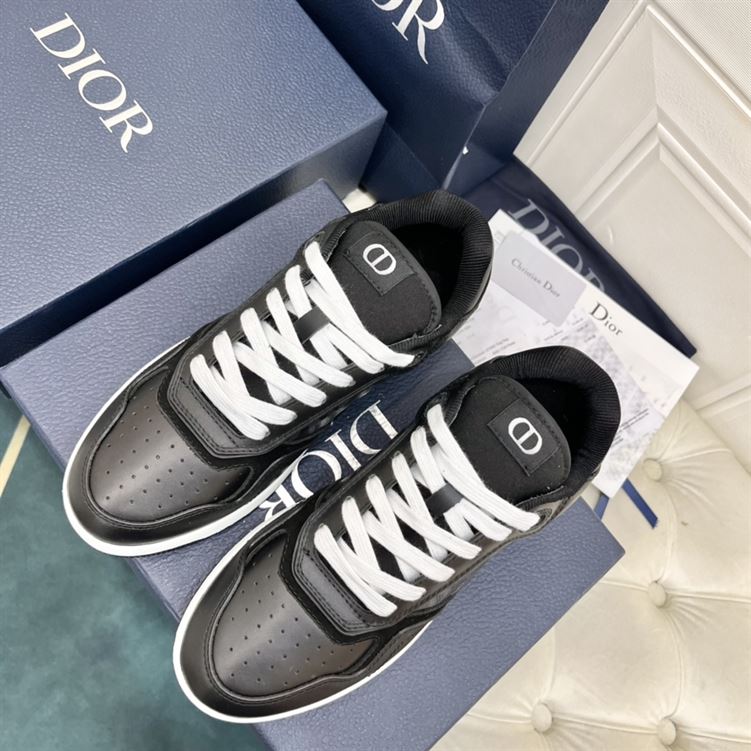 DIOR B27 LOW-TOP SNEAKER BLACK SMOOTH CALFSKIN AND CD DIAMOND CANVAS – DO141