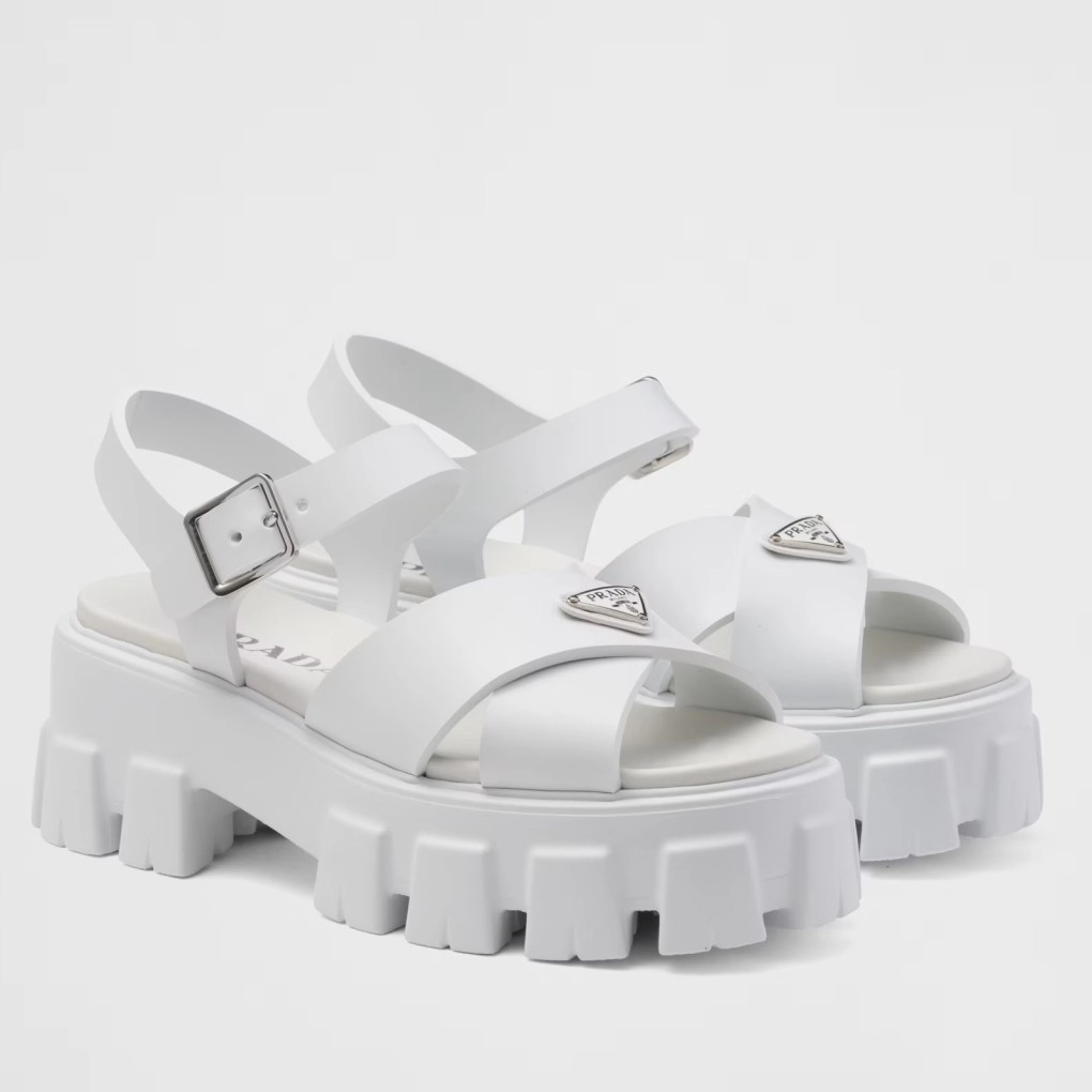 PRADA MONOLITH SANDALS IN WHITE RUBBER – PSD022