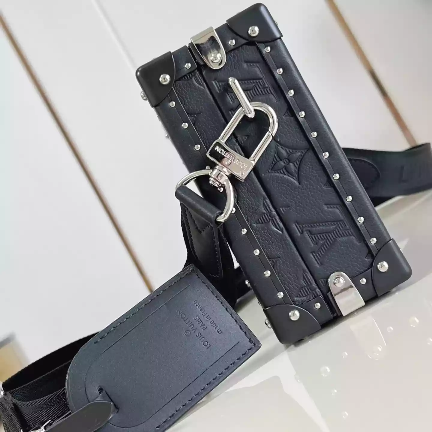 CLUTCH BOX BLACK MONOGRAM SHADOW COWHIDE LEATHER – LW297