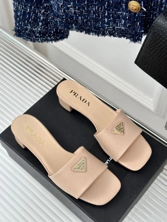 PRADA HEELED SANDALS 35MM IN BEIGE SAFFIANO LEATHER – PSD030