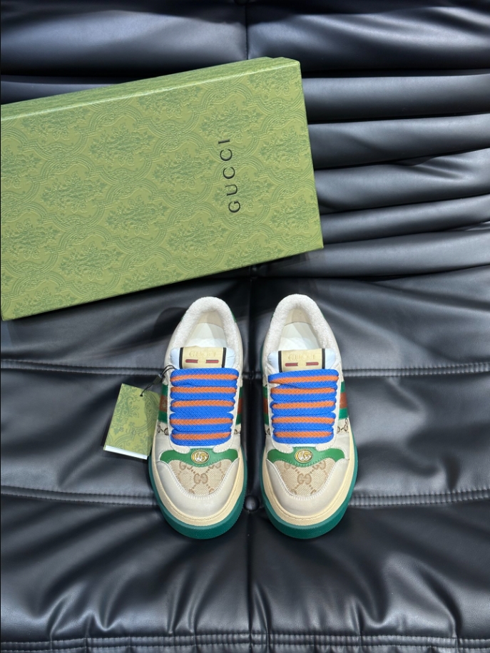Gucci Screener Trainer With Web Beige Green Sneaker – GCC177
