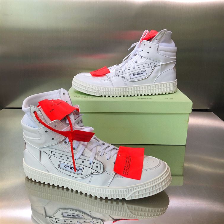 OFF-WHITE 3.0 COURT LEATHER HIGH-TOP SNEAKERS – OFW009