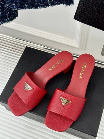 PRADA HEELED SANDALS 35MM IN RED SAFFIANO LEATHER – PSD029