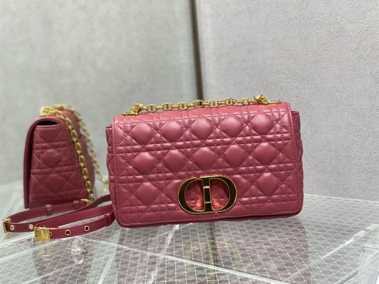 DIOR MEDIUM DIOR CARO BAG PINK SUPPLE CANNAGE CALFSKIN – DOB109