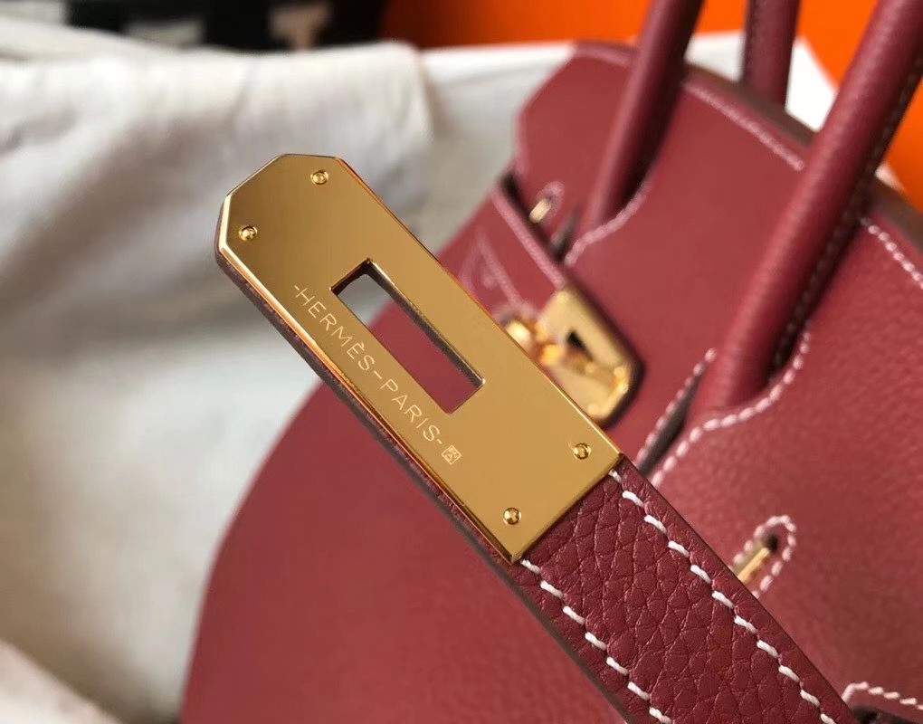 Hermes Birkin 25cm Bag In Bordeaux Clemence Leather GHW – HW013