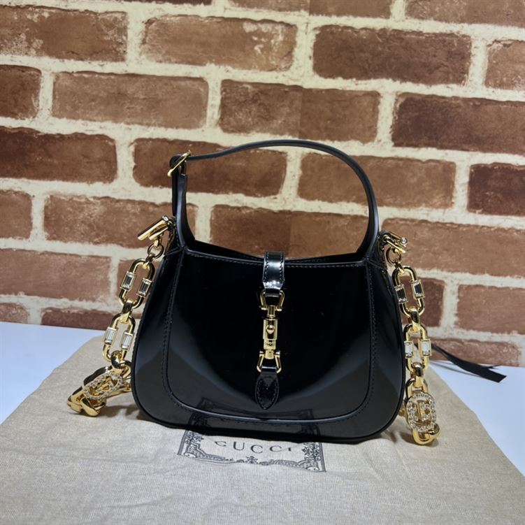 GUCCI JACKIE 1961 MINI SHOULDER BAG WITH BLACK PATENT LEATHER – GB73