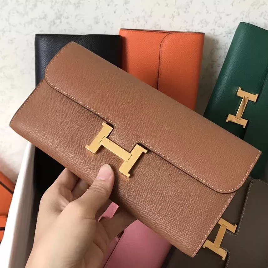 Hermes Constance Long Wallet In Gold Epsom Leather – HW182