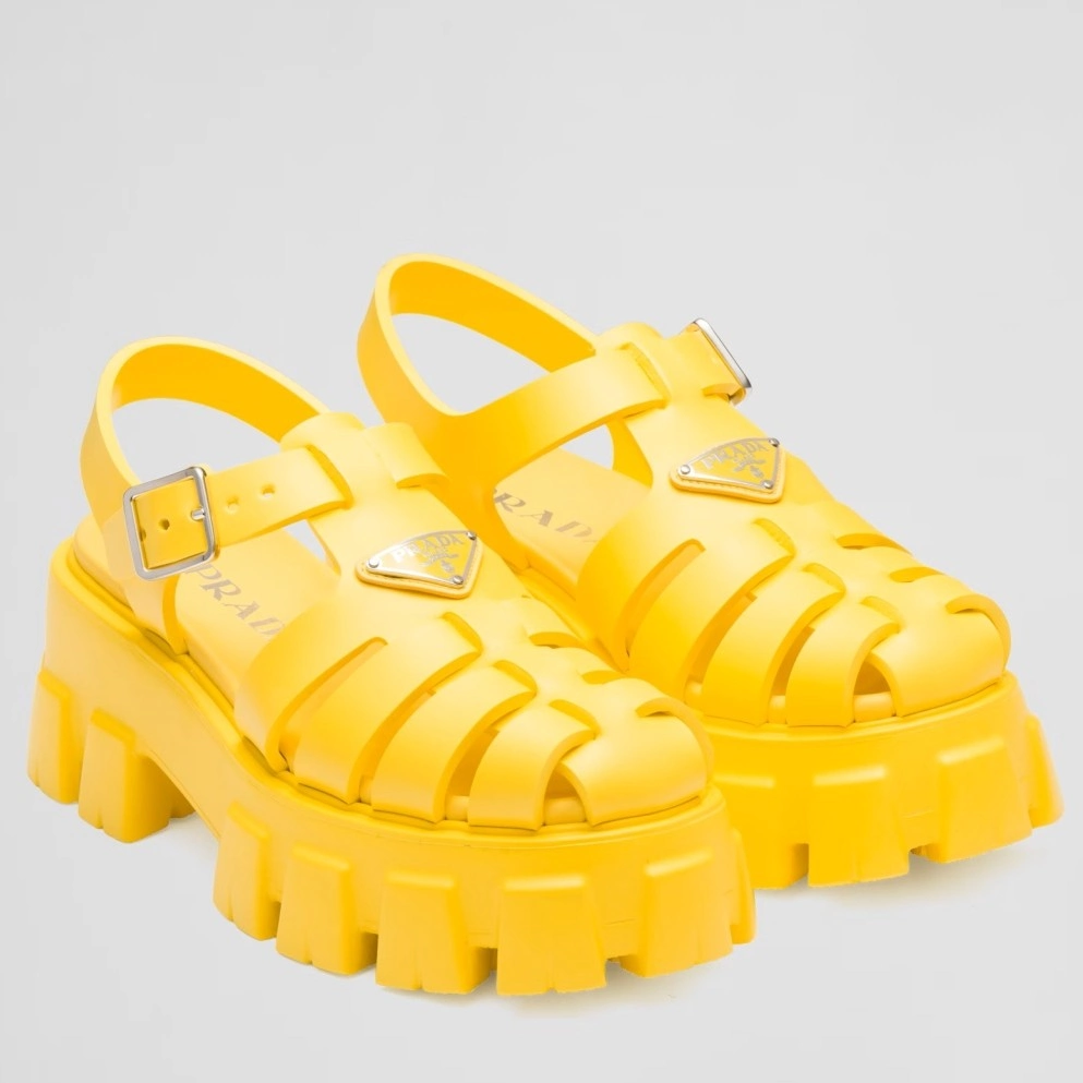 PRADA FOAM SANDALS IN YELLOW RUBBER – PSD006