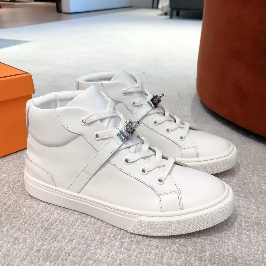 Hermes Men’s Daydream High-top Sneakers in White Leather – HM031