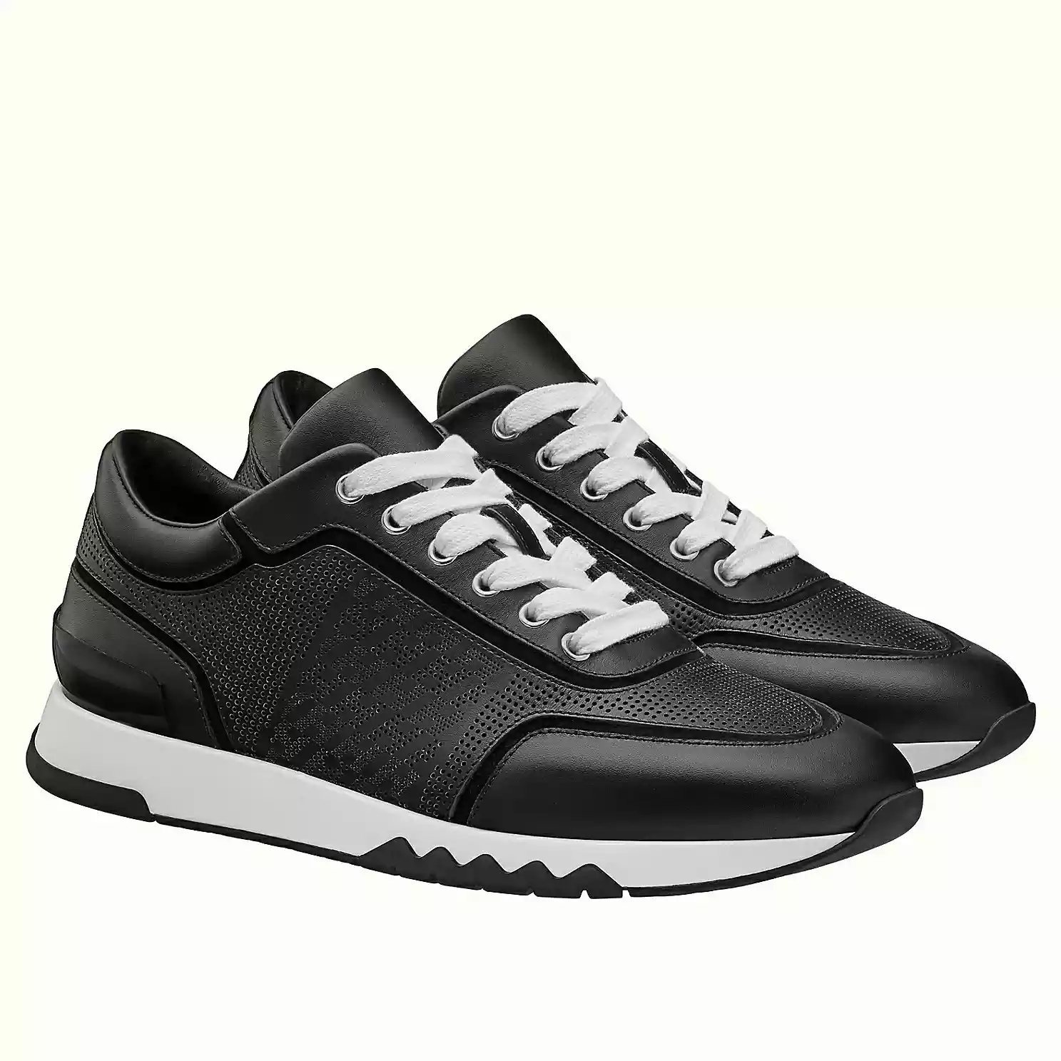 Hermes Men’s C-Addict Sneakers In Black Perforated calfskin – HM040