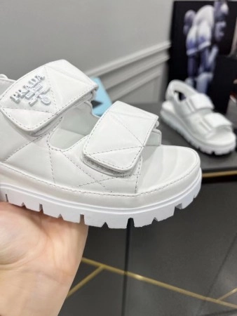 PRADA PADDED SANDALS IN WHITE NAPPA LEATHER – PSD040