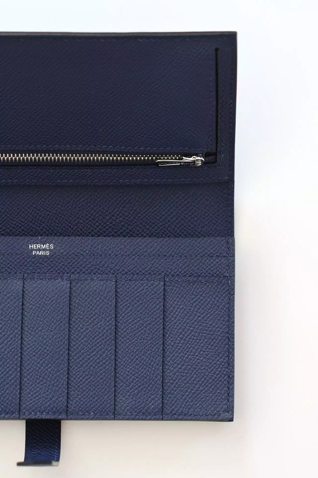 Hermes Bearn Long Handmade Wallet in Blue Saphir Epsom Calfskin – HW158