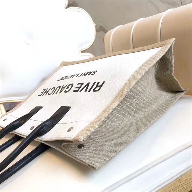 YSL RIVE GAUCHE CANVAS TOTE WHITE BEIGE BAG – YB026