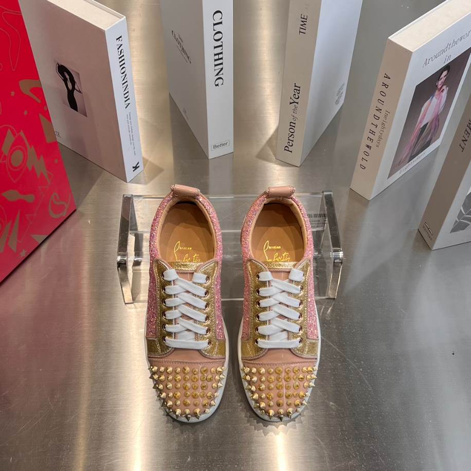 Christian Louboutin Red Bottom Pink Glitter Sneaker – CLS044