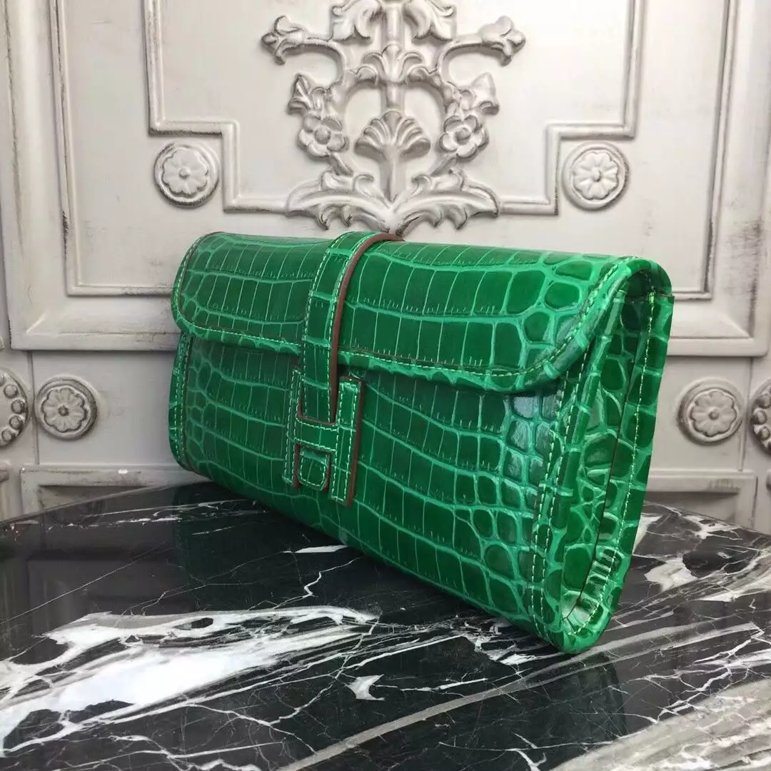 Hermes Jige Elan 29 Clutch In Bambou Crocodile Leather – HW108