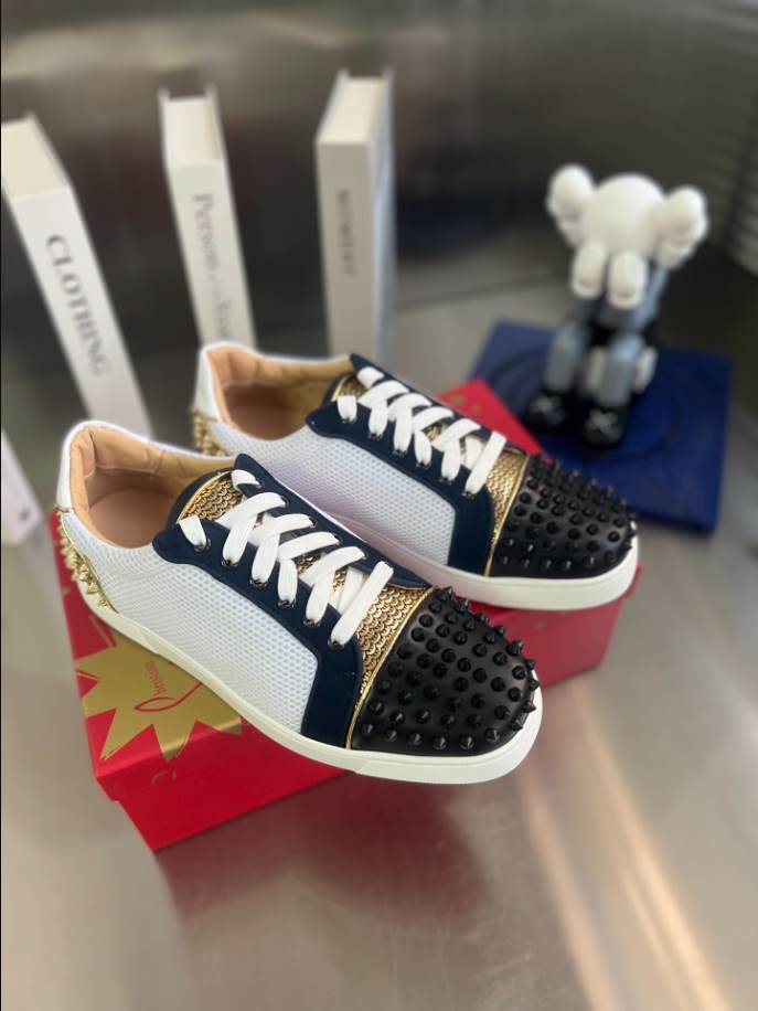 Christian Louboutin Low Top Black White Gold Sneaker – CLS050
