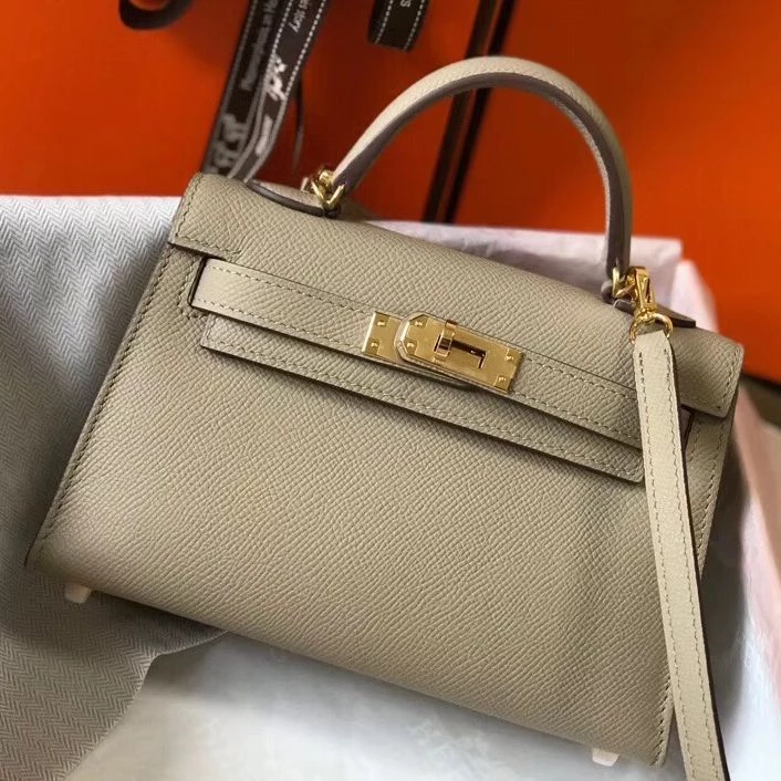 Hermes Kelly Mini II Bag In Gris Tourterelle Epsom Leather GHW – HW118