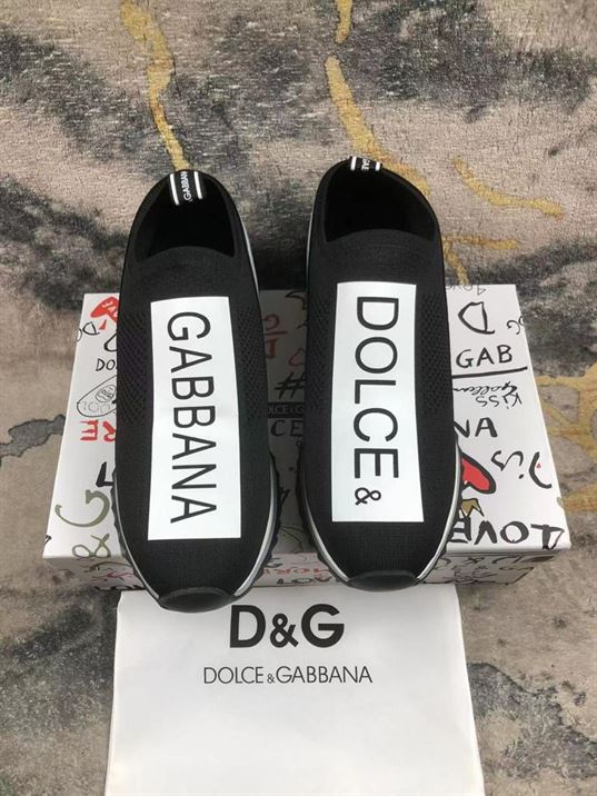 DOLCE & GABBANA SORRENTO LOGO SLIP ON BLACK WHITE – DG030