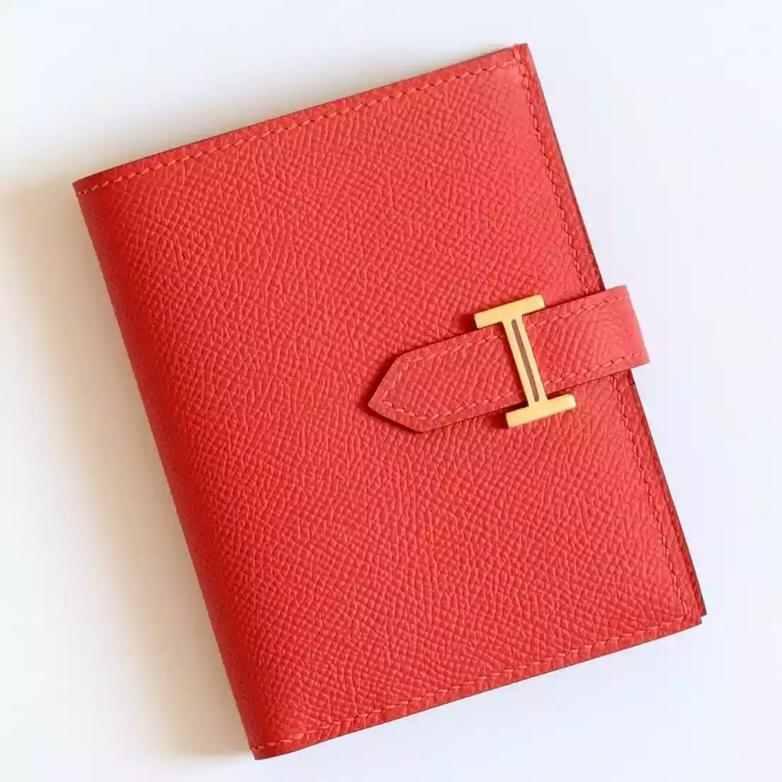 Hermes Bearn Compact Handmade Wallet in Red Epsom Calfskin – HW137