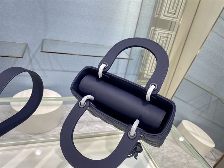 MEDIUM ULTRAMATTE LADY DIOR BAG INDIGO BLUE ULTRAMATTE CANNAGE CALFSKIN – DOB001