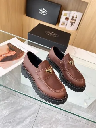 Prada Women’s Double Chocolate Loafers in Cognac Leather – PRL013