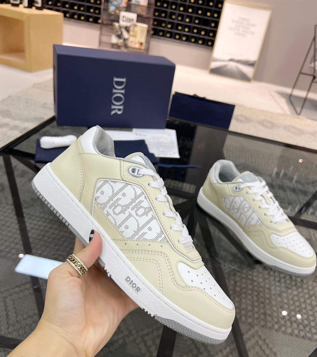 DIOR B27 LOW-TOP CREAM WHITE OBLIQUE – DO011