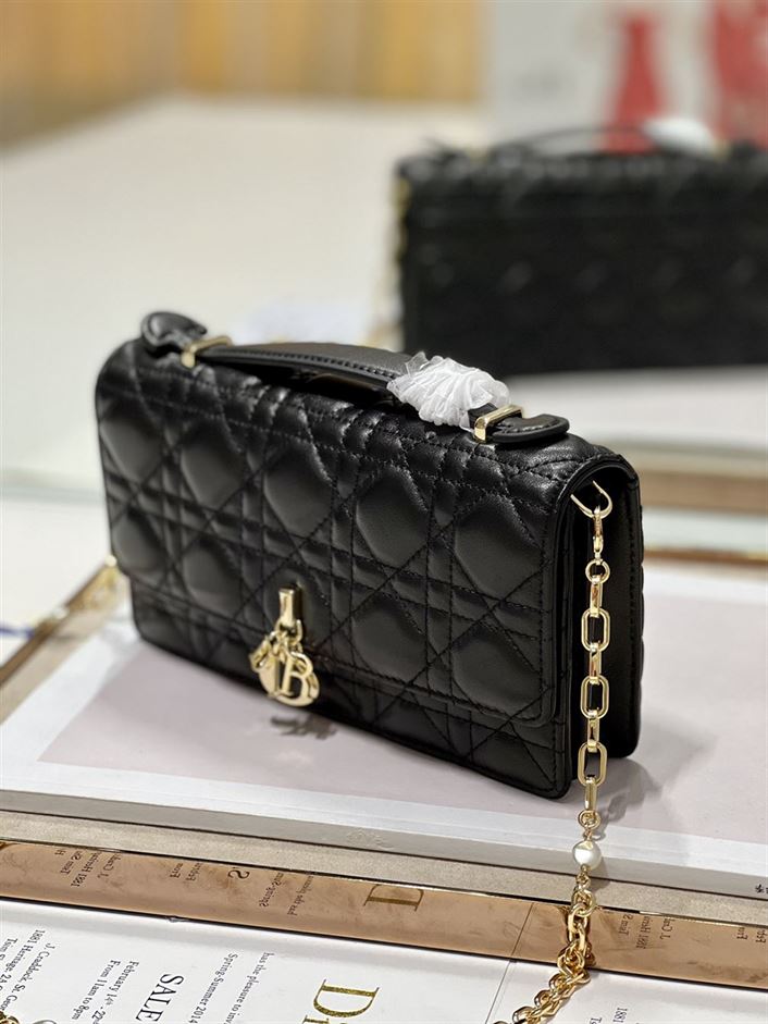 DIOR MISS DIOR MINI BAG BLACK CANNAGE LAMBSKIN – DOB053
