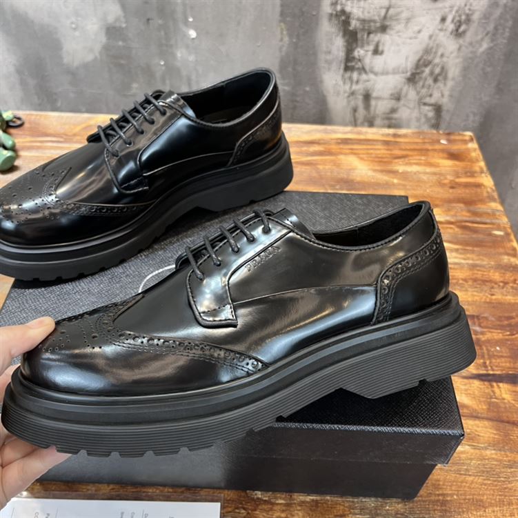 PRADA BRUSHED LEATHER DERBY BROGUE SHOES SHOES – PRS033
